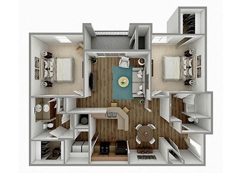 2 Bed 2 Bath Floor Plan at Kingwood Glen, Texas